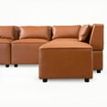 thumbnail image 3 of The Wexford Cognac Vegan Leather Modular Sofa - 92.5W x 59.1D x 27.2H for Living Room - Durable & Comfortable, 3 of 5