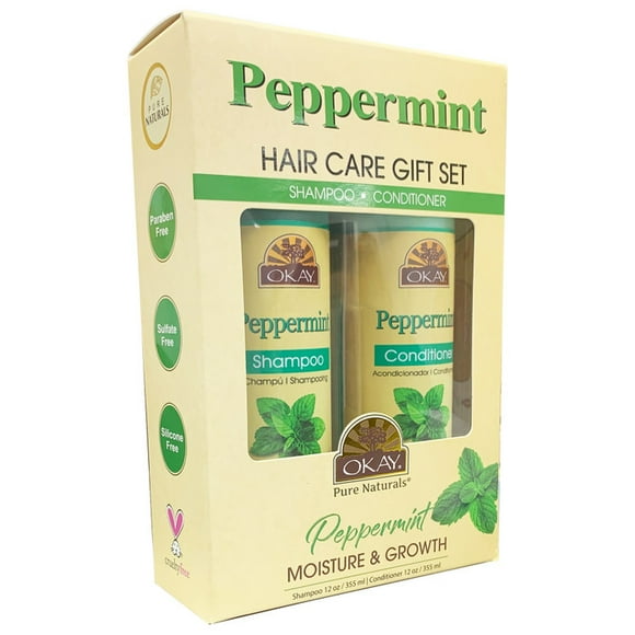 OKAY PEPPERMINT Soins Capillaires Coffret Cadeau 2 Pcs. (Shampooing 12 Oz, Revitalisant 12 Oz)