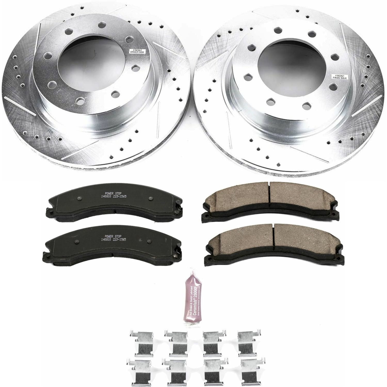 PowerStop Front Z23 Evolution Sport Carbon-Fiber Ceramic Brake Pad and Drilled & Slotted Rotor Kit Fits: NISSAN Select Models K6518