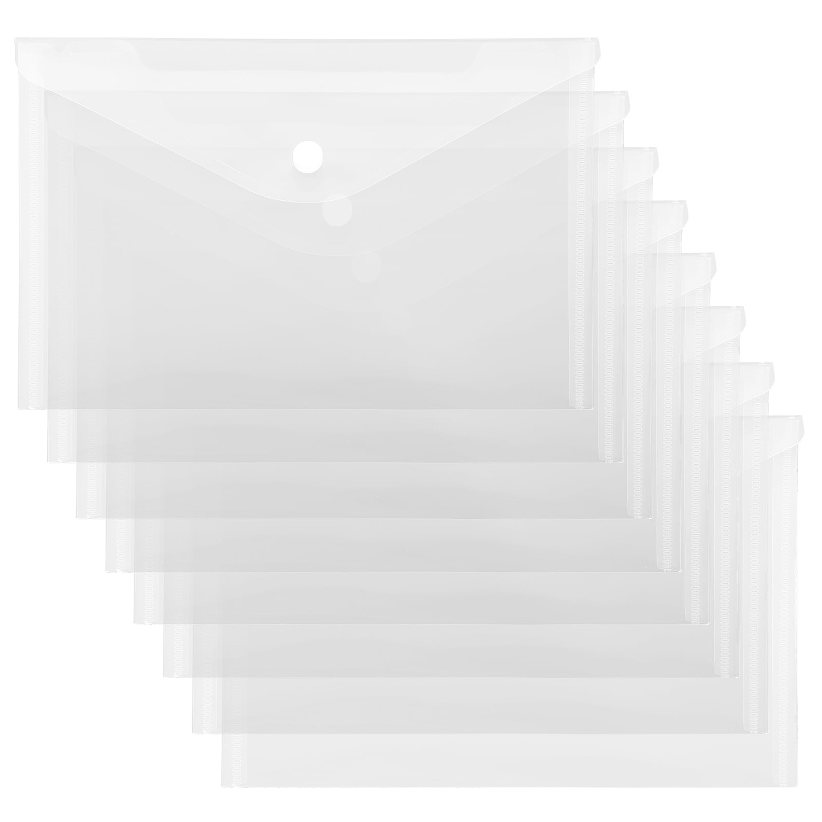 FELTECHELECTR 12Pcs Transparent Plastic Document Envelopes with Snap Button for Convenient File Management