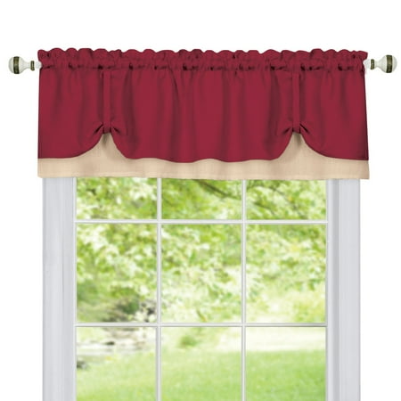 Home Window Curtain Valances Darcy Two-Tone Rod Pocket Window Curtain Valance with Pick-Up Accents, Home Décor for Any Room, Burgundy ()