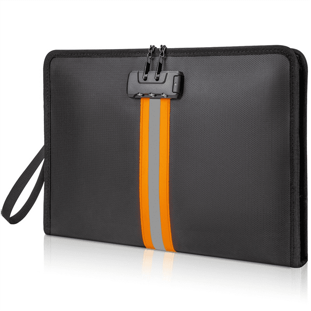 Fireproof Document Bag with Lock,13x9.2Inch Fireproof Money Bag,with Zipper and Lock,Suitable for Tablets, A4 Documents,1 * File Bag,Black