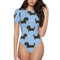 thumbnail image 1 of Saiise Pyjama à Motif Teckel pour Femmes, Manches Courtes, Col Rond, Justaucorps Extensible avec Fermeture à Pression-TG, 1 of 7
