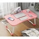 thumbnail image 3 of Mesa plegable para laptop, almacenaje, desayuno en cama, soporte libros con ranura para teléfono y porta vasos - rosa, 3 of 3