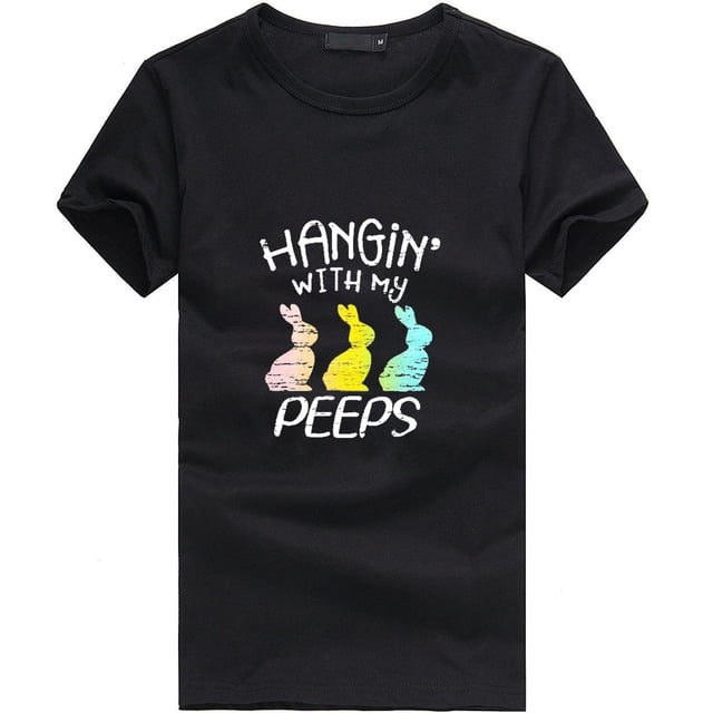 EQWLJWE Chemises de Pâques pour Femmes, Été Mignon Imprimé Lettre Hauts Blouse Décontractée Manches Courtes Col Rond T-Shirts Graphiques Lapin Liquidation
