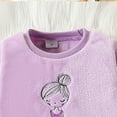 thumbnail image 4 of newwalpole Kids Girls Long Sleeve Color Block Sweatsuit Sets Crewneck Casual Sweatpants 2 Piece Outfits Sweatshirt and Pants Light Purple for Size 3-4 Years, 4 of 6