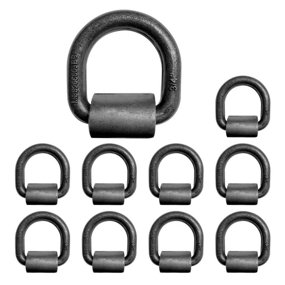 Mega Cargo Control 10 Pack Heavy Duty 3/4" Weld-On D Ring for Flatbed Truck Trailer Tie Down WLL: 8800 lbs