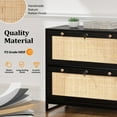 thumbnail image 2 of Ktaxon Rattan 2 Drawer Lateral File Cabinet with Lock, Wood Locking File Cabinets for Home Office, Black, 2 of 9