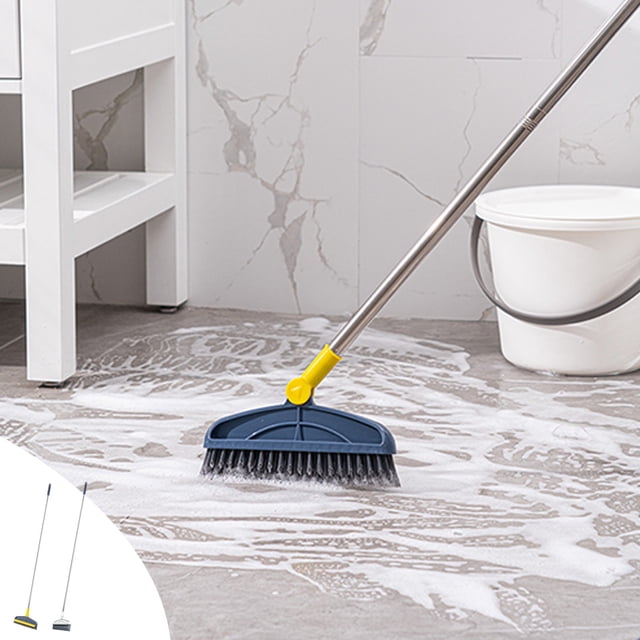 Fiudx Cepillo para Fregar Pisos, Diseño 2 En 1 de Raspador y Cepillo, Cabezal Giratorio de 180°, Limpieza de Baño y Cocina, Uso Múltiple, Fácil Almacenamiento, Tamaño 124 X 23 Cm