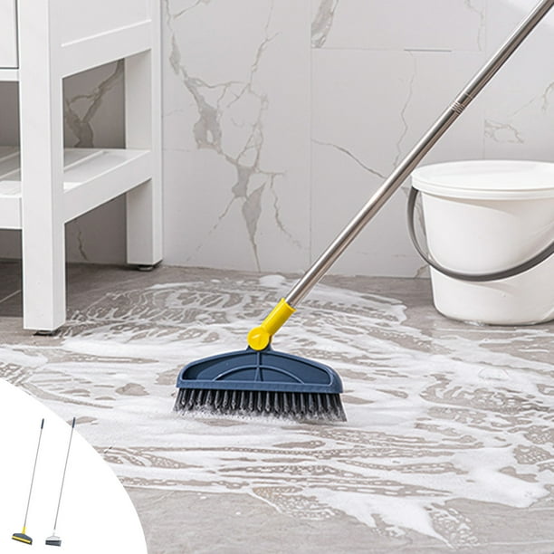 Fiudx Ofertas Relámpago Cepillo Para Fregar Pisos Con Mango Largo, Cepillo Y Raspador 2 En 1, Cepillo Para Bañera Y Azulejos Para Limpiar Baños, Patios, Cocinas Y Paredes Con Rotación De 180 °