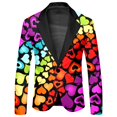 thumbnail image 4 of Men's Rainbow Long Sleeve Two Piece Suit with Jacket Trousers Tie Printed Button Pockets for Holiday Party Events, 4 of 6
