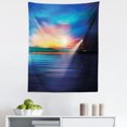 thumbnail image 1 of Lighthouse Tapestry, Majestic Dreamy Sky and Ocean Stars Rising Sun Beacon Bay Beach, Fabric Wall Hanging Decor for Bedroom Living Room Dorm, 5 Sizes, Pale Blue Dark Blue, by Ambesonne, 1 of 1