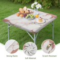 thumbnail image 4 of White Rose Gold Marble Pattern Square Fitted Tablecloth with Elastic Edge,Square Table Cover,Washable Elastic Table Cover for Home Kitchen Party Decor 34"x34", 4 of 6