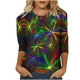 thumbnail image 2 of Xuyuer Carnival 2025 Womens 3/4 Sleeve Tops Mardi Gras and Costumes Fashion Round Neck Printed Blouse, 2 of 6