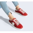 thumbnail image 5 of LUCKY STEP Stylish Star Low Top Lace Up Sneaker Comfort Walking Shoes,Red Glitter,Womens, 5 of 10
