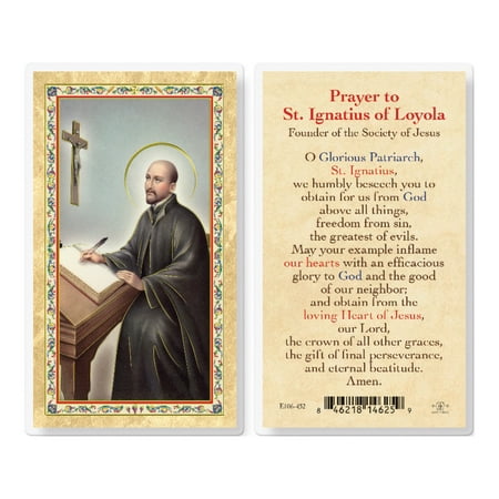 

St. Ignatius Loyola Gold-Stamped Laminated Catholic Prayer Holy Card with Prayer on Back Pack of 25
