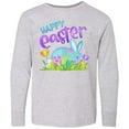 thumbnail image 3 of Inktastic Happy Easter Blue Bunny and Eggs in Grass Long Sleeve Youth T-Shirt, 3 of 5