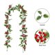 thumbnail image 3 of Guirnalda navideña de bayas rojas artificiales de ratán con piñas y flores, guirnalda de bayas artificiales, decoraciones navideñas para chimeneas de interior y exterior, vacaciones de invierno,, 3 of 5