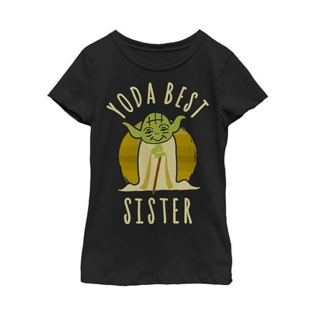 Star Wars Girls' Yoda Best Sister Cartoon T-Shirt (Best Female Cartoon Characters Of The 90s)