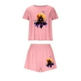 thumbnail image 2 of FDGIU Women's Halloween Pajama Set 2025 - Spooky Graphic Print 2-Piece Lounge Wear, Cute Short Sleeve Top & Elastic Waist Shorts, Soft Lightweight Sleepwear, 2 of 7