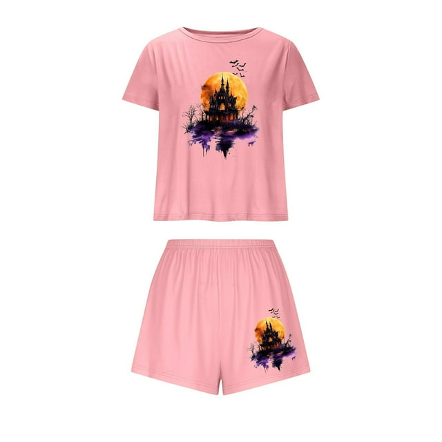 Lingerie pour Femmes en Satin avec Ceinture, Camisole à Imprimé Cœur, Shorts, Shorts, Pyjama, Mignon, Doux