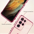 thumbnail image 2 of for Samsung Galaxy S21 Ultra Case Love Heart Plating Electroplate Luxury Elegant Case Camera Protector Soft TPU Shockproof Protective Corner Back Cover Galaxy S21 Ultra Case -Pink, 2 of 10