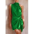 thumbnail image 2 of Vestido PRETTYGARDEN XL sin mangas de satén con cinturón verde, 2 of 8