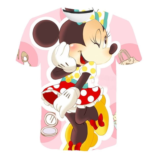 Camisetas de Mickey Mouse, ropa de verano, camisetas de moda para chicas, nuevas camisetas de manga corta informales de dibujos animados de la serie Disney, camisetas 1-14 Y6T Gao Jinjia LED