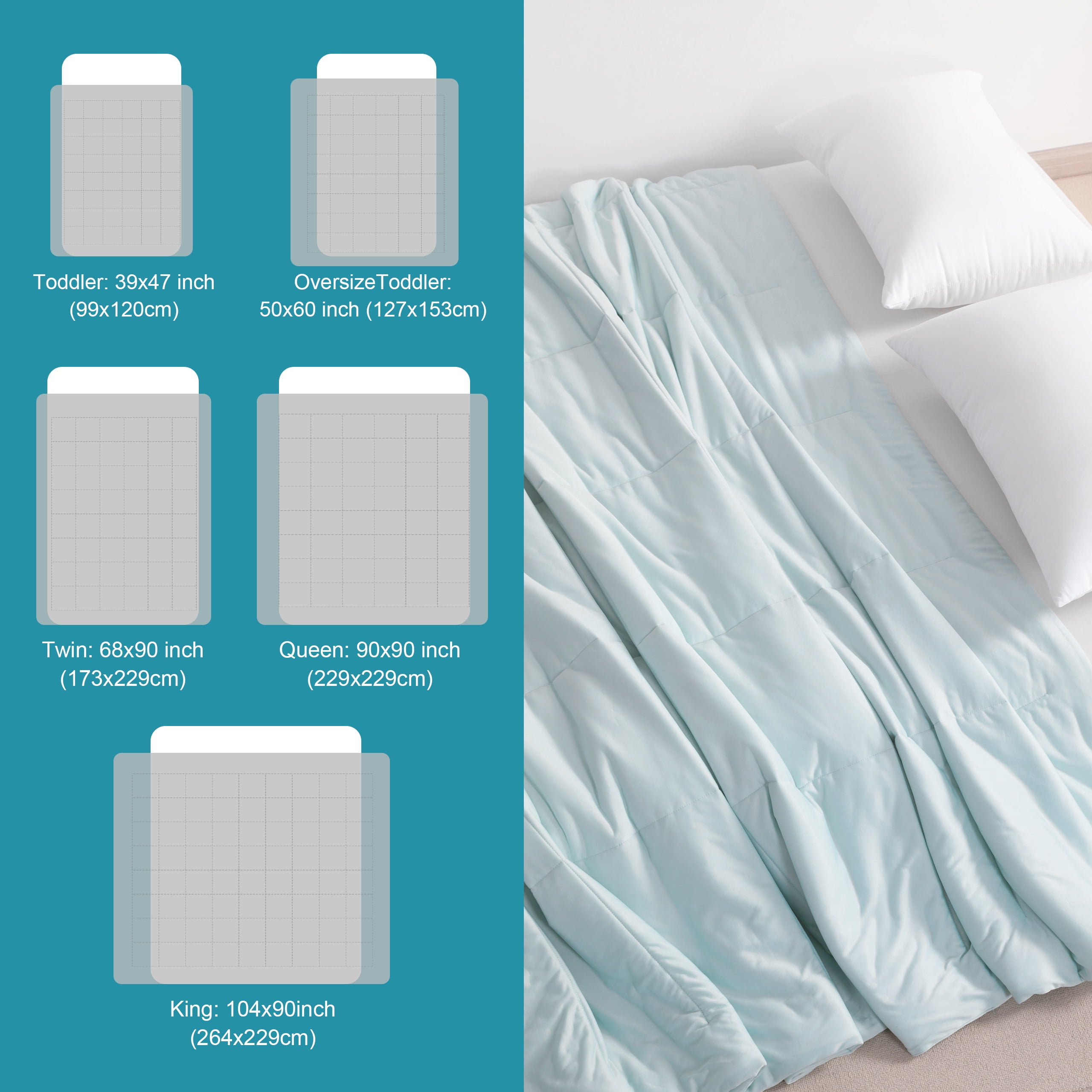 Ntbay Queen Size Cooling Comforter for Hot Sleepers, Breathable Double-Sided Cooling Blanket, 90" x 90", Aqua Blue