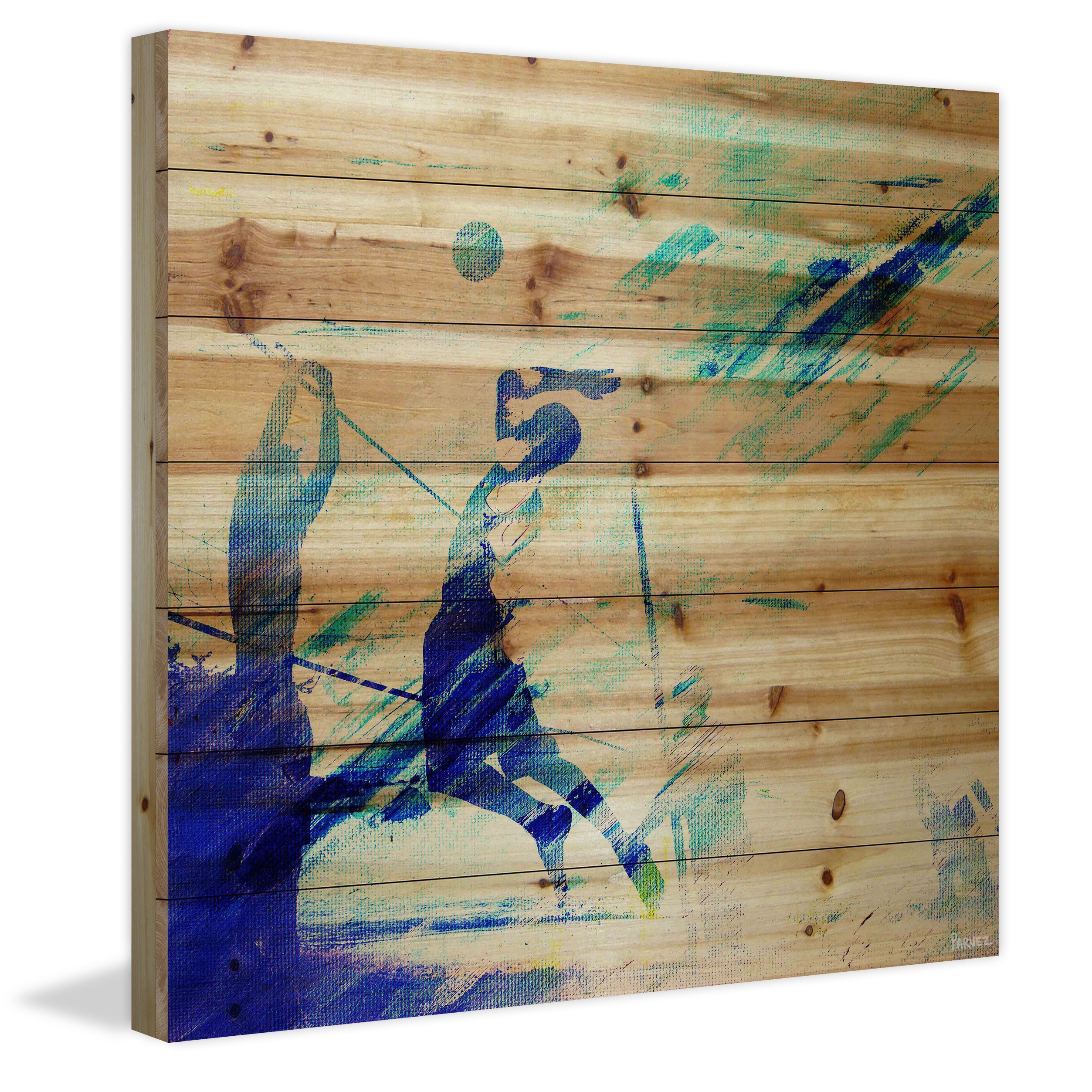 "Dusk Volleyball" Painting Print on Natural Pine Wood