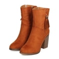 thumbnail image 5 of Alrisco Grape-2 Women Faux Suede Almond Toe Textured Tassel Chunky Heel Bootie, 5 of 6