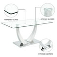 thumbnail image 4 of Sumdeal 63"Glass Dining Table Set for 4,Modern Dining Room Table Set for 4, Kitchen Table and PU Leather Chairs Set for 4, Dinner Table with Rectangle Tempered Glass Top and Chrome Silver Base, 4 of 10