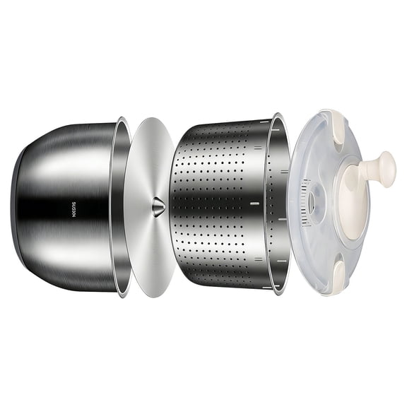6L Large Capacity 304 Stainless Steel Salad Spinner For Quick Drying Fruits And Vegetables With Grip Base