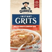 Quaker Instant Grits, Ham and Redeye Gravy, 9.8 oz Box
