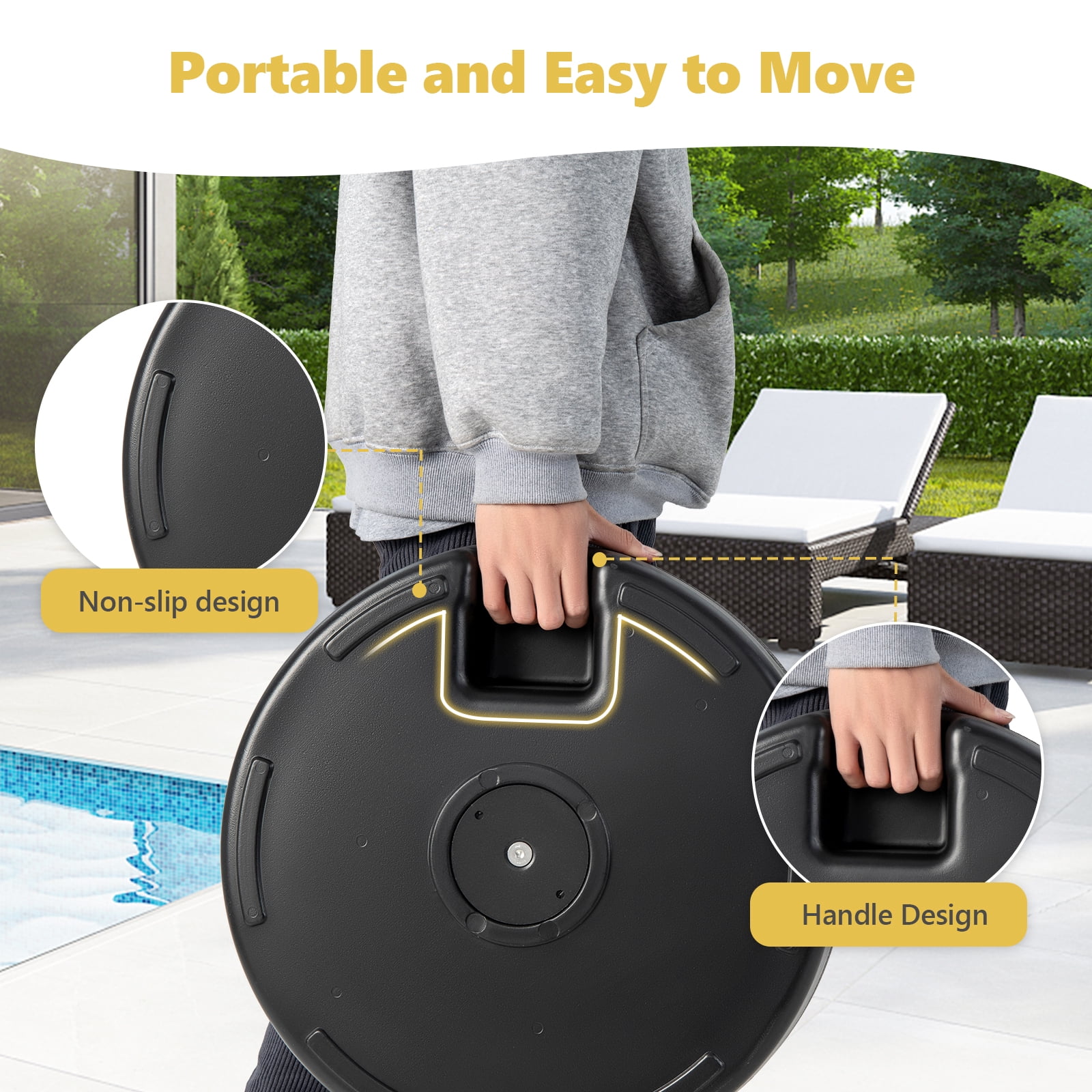 Topbuy Water & Sand Fillable Umbrella Base 20" Round Table Umbrella Stand Base Umbrella Pole Holder