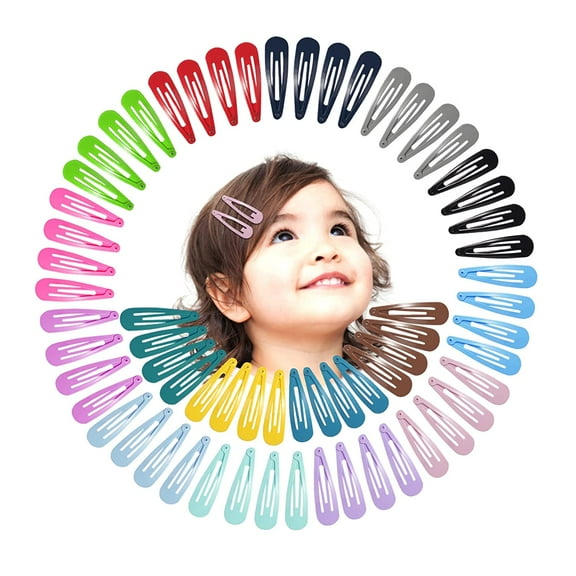 Hair Clips for Girls, 64 Pcs No Slip Metal Snap Hair Clips Barrettes, 2 Inch Metal Hair pins Accessories for Toddlers, Girls, Kids, Teens, Women (16 Assorted Colors)