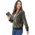 thumbnail image 2 of Womens Long Sleeve Sequin Front Zip Jacket Long Sleeve Ribbed Cuffs Outerwear Tops, 2 of 5
