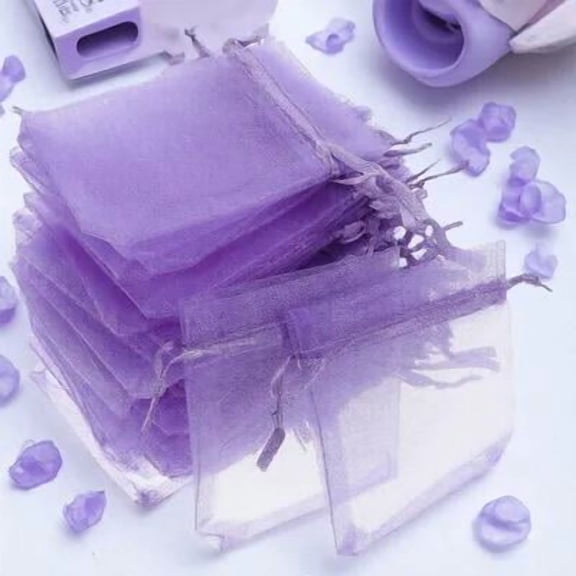 GAXIRE 50pcs Treat Bags with Ties Organza Classic Fashion Candy Storage Purple