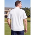 thumbnail image 3 of DARING DIVA Men's Big & Tall Shirts Casual Short Sleeve Color Block Polo Shirt 3XL White, 3 of 7
