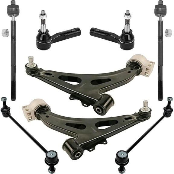 Detroit Axle - 8pc Front End Control Arms Kit for 2014-2019 Chevrolet Impala 2 Lower Control Arms with Ball Joints Assembly 4 Outer Inner Tie Rods 2 Sway Bars 2015 2016 2017 2018 Replacement