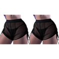 thumbnail image 1 of (2-Pack) Rinsvye Wrap Mesh Women Beach Underwire Bikini Wraps Ruffle Shorts High Neck Bikini Top Cover Up Ups Pants Women Bikinis Cover Up Cover Drawstring Beach Side for Swimwear Bikinis Set, 1 of 7
