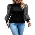 thumbnail image 1 of Ladies‘ Knitted Tops  Turtleneck Sequined Long Sleeve T-shirts for Fall, 1 of 7