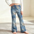 thumbnail image 6 of MuXiKeJi Clothes Wide Leg Jeans for Cute Print Elastic Waist Wide Leg Flared Denim Pants Regular Fit Long Casual Bottoms Girls Jeans Pants, 6 of 8