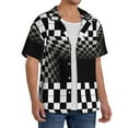 thumbnail image 2 of Kdxio Men'S Hawaiian Shirt For Men Short Sleeve Shirt 3d Black And White Checkerboard Summer Casual Holiday Beach Button Down T-Shirts, 2 of 5