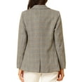 thumbnail image 3 of DARING DIVA Women's Boyfriend Notched Lapel One Button Blazer Suit Plaid Blazer Jacket S Light Coffee, 3 of 7