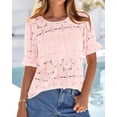 thumbnail image 3 of FreshPretty Lace Tops for Women Blouses Dressy Casual Boho Eyelet Puff Short Sleeve Shirts Spring Summer Clothes Vacation Outfits, 3 of 9