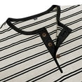 thumbnail image 4 of WTOBBY Men's Casual Long-Sleeve Shirt Striped Henley with Three-Button Design Relaxed Top for Spring and Fall Seasons Everyday Fashion,White M, 4 of 8