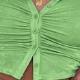 thumbnail image 5 of PENGXIANG Women Close-fitting Blouse Solid Color Turn-down Collar Long Sleeve Crop Tops, 5 of 5