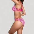 thumbnail image 2 of Women's Leopard Print Bikini Set with Scoop Neck Top and Cutout Side Bottoms - Small, Pink, 2 of 4