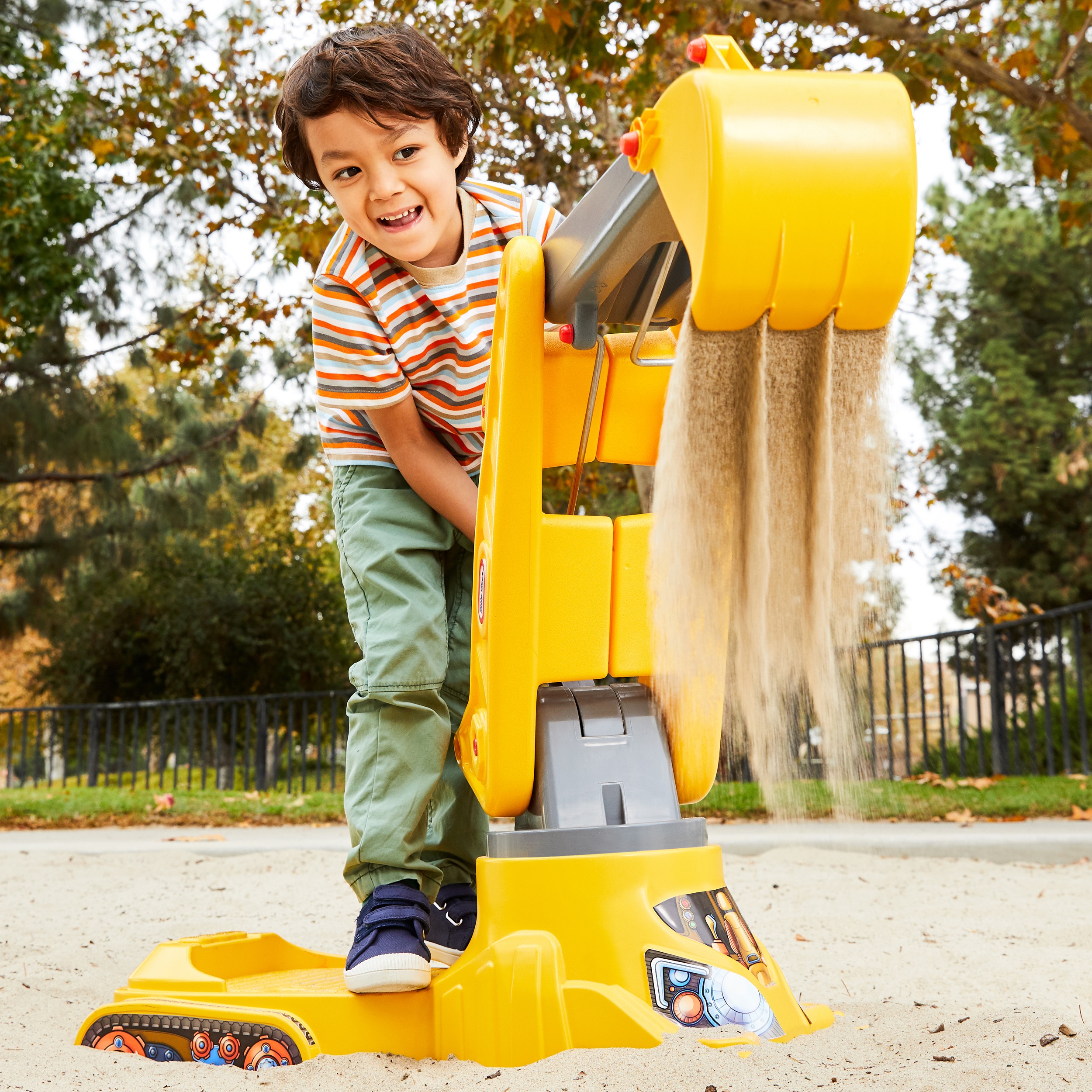 Little Tikes You Drive Sand Toy Excavator with Swivel For Sit and Stand Scoop and Dump Play Set with Kid-Sized Crane, Yellow- Toys For Kids Toddlers Boys Girls Ages 3 4 5+ - image 5 of 7